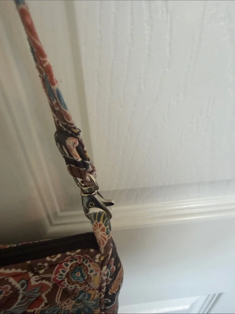 Vera Bradley Kensington Brown Paisley Quilted Crossbody with Teal & Rust Accents